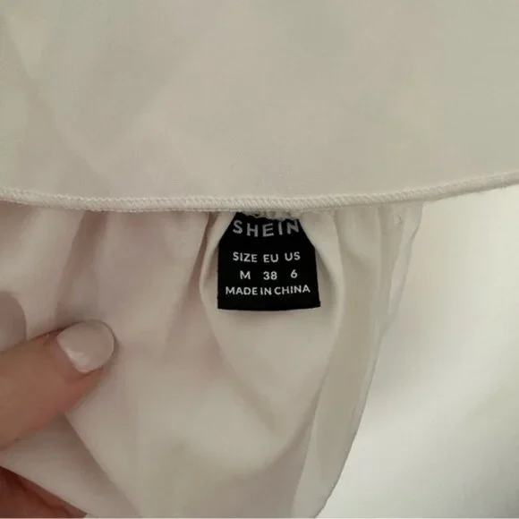 SHEIN White Puff Sleeve Peplum Blouse - Picture 2 of 3